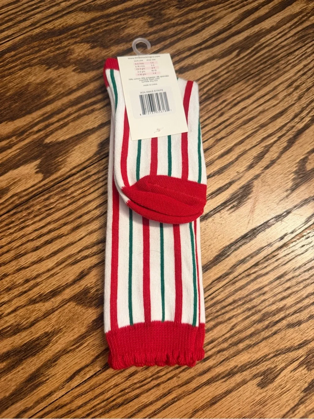 Little Stocking Company Christmas Stripe Knee High Socks Size 4-6 Years